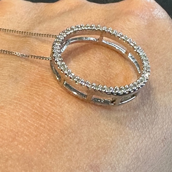Diamond Circle Pendant in Sterling Silver - Picture 9 of 12